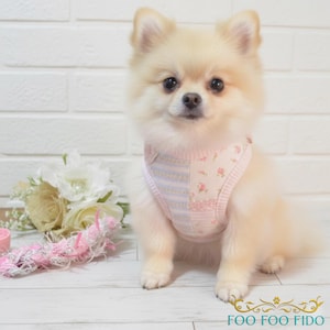 Handmade Shabby Chic Dog Harness: Pink Floral Patchwork, Satin Lined