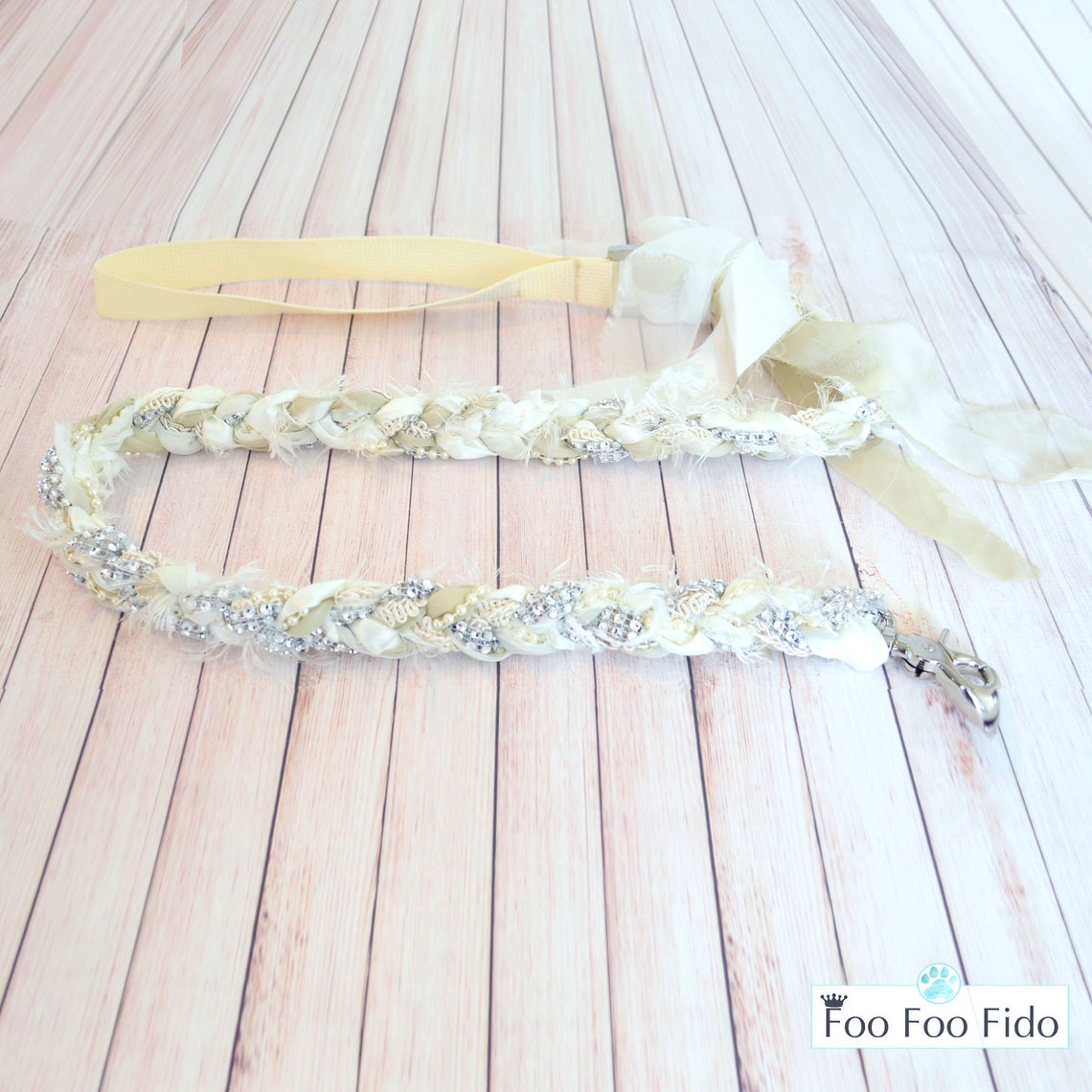 Dog Leash Fancy Lead Ivory and Cream Fabric Pet Wedding Etsy