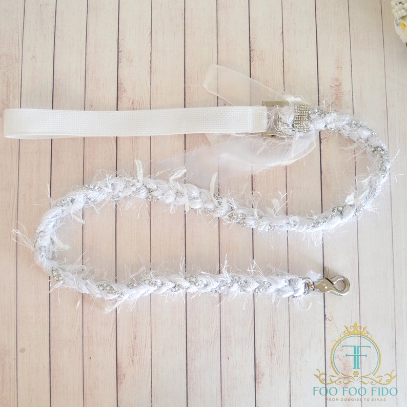 Dog Leash White Fabric Pet Leash Fancy Lead Pet Wedding Etsy
