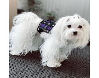 Gilet harnais pour chien, sans étranglement, réglable, personnalisé, rose, tissu à carreaux, harnais de créateur pour petit chien, idéal pour enseignant par Foo Foo Fido