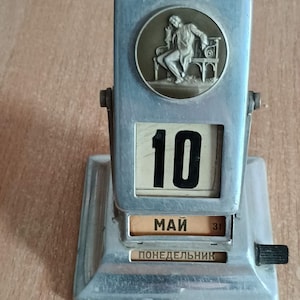 Vintage Metal Perpetual Flip Desk Calendar - USSR