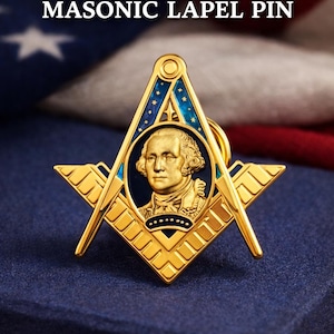 George Washington Masonic Lapel Pin – Freemason Square & Compasses – Masonic Gift for Brother – Lodge Collectible – Freemasonry Jewelry