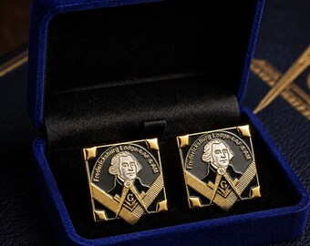 George Washington Masonic Cufflinks – Freemason Formal Accessories – Masonic Cuff Links – Lodge Officer Gift – Washington Lodge Jewelry