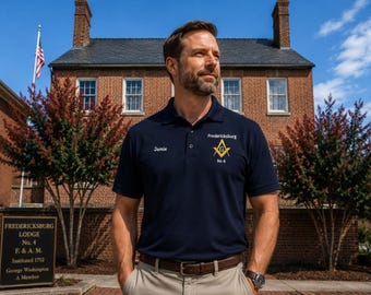 Personalized Masonic Polo, Custom Lodge Polo, Freemason Performance Shirt, Embroidered Square and Compasses Polo, Custom Name Shirt