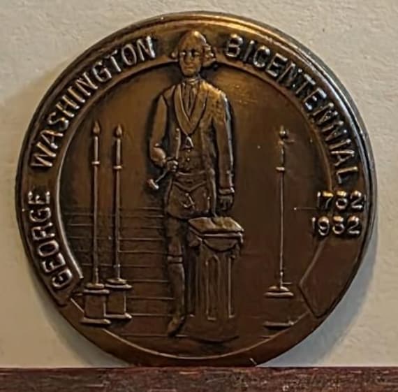 George Washington 1932 Masonic Bronze Medal | Fredericksburg Lodge No 4 | Bicentennial Historical Collectible