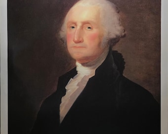 George Washington Portrait Print – Gilbert Stuart Reproduction – 24x30 Historical Wall Art – Freemason Gift – American History Decor