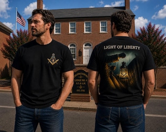 Light of Liberty Masonic Shirt, Freemason Shirt, Lantern Shirt, Square and Compasses Shirt, Masonic Apparel, Brotherhood Shirt