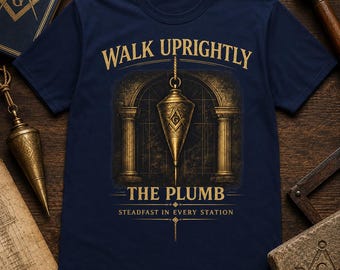 Walk Uprightly Masonic T-Shirt – The Plumb Working Tool Shirt – Freemason Symbolic Tee – Masonic Gift for Men
