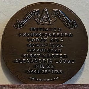 Medalla de Bronce Masónica de George Washington 1932 / Logia Fredericksburg n.° 4 / Objeto de colección histórico del Bicentenario imagen 6