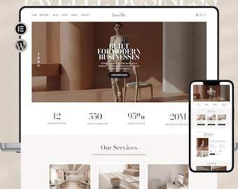 Tema Javelle para WordPress: Modelo de site moderno para negócios, compatível com Elementor.