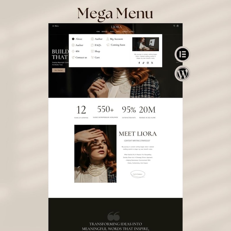 Tema de WordPress Liora / Plantilla web Elementor para coaches, bloggers y sitios web de negocios imagen 2