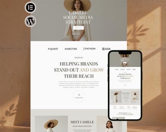 Camille WordPress Theme – Elementor-sjabloon voor coaches, creatievelingen en marketingbureaus