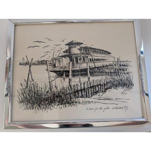 Vtg Wildwood NJ Coastal Print Framed Beach House Wall Art Jersey Shore Decor image 2