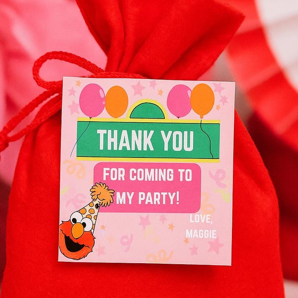 Elmo's World "Thank You" Goodie Bag Tag