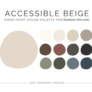 Accessible Beige Sherwin Williams Whole House Paint Color Palette Beige coordinating paint color scheme warm neutral home paint colors 2025