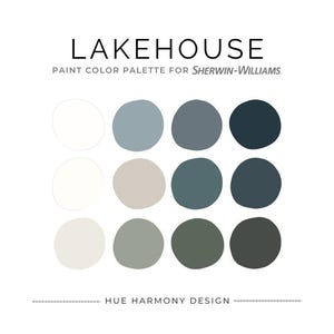 Lakehouse Paint Color Scheme Whole house paint color palette Sherwin Williams neutral paint colors Cabin Lake home paint palette