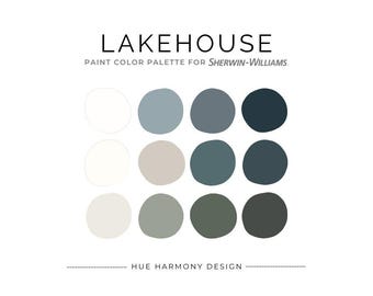 Lakehouse Paint Color Scheme Whole house paint color palette Sherwin Williams neutral paint colors 2026 Modern Cabin Lake home paint palette