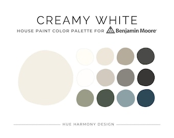 Paleta de colores de pintura para toda la casa Benjamin Moore Blanco Cremoso Esquema de colores de pintura coordinados Benjamin Moore Blanco Cremoso 2026