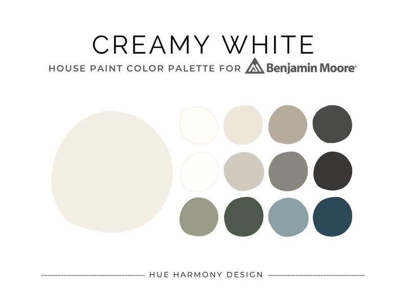 Creamy White Benjamin Moore Whole House Paint Color Palette Benjamin ...