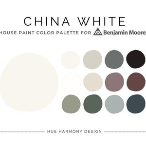 China White Benjamin Moore Whole House Paint Color Palette Seapearl China White coordinating paint colors 2025 neutral paint color scheme