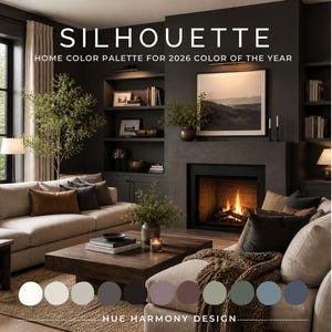 Silhouette Benjamin Moore 2026 Color of the year Whole home paint color palette neutral paint colors 2026 Silhoutte coordinating colors