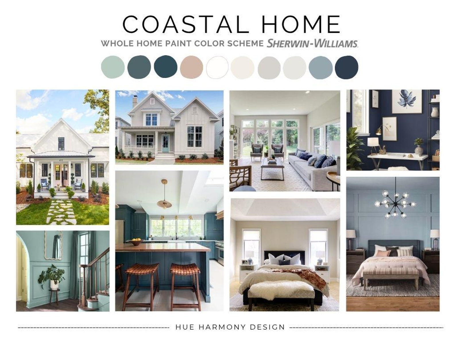 Coastal Home Paint Color Scheme Whole House Paint Color Palette Neutral ...