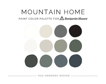 Modern Mountain House Paint Color Scheme Benjamin Moore Paint Palette Whole House Paint Color Palette Mountain home neutral paint colors