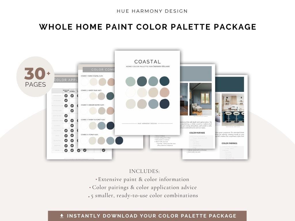 Coastal Home Paint Color Scheme Whole House Paint Color Palette Neutral ...