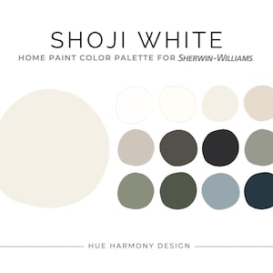 Shoji White Sherwin Williams Whole House Paint Color Palette Shoji white coordinating paint color scheme warm neutral home paint colors 2025