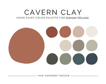 Cavern Clay Sherwin Williams Whole House Paint Color Palette Terracotta paint color scheme Earthy neutral cavern clay coordinating color