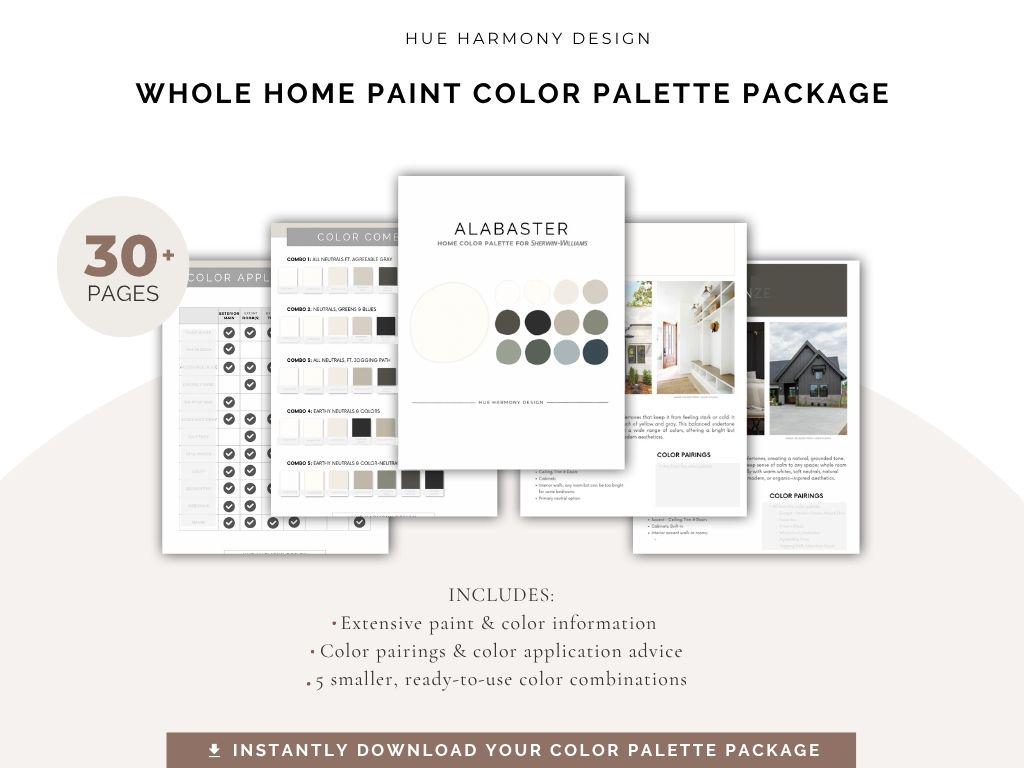 Alabaster Sherwin Williams Paint Color Palette Whole House Color ...