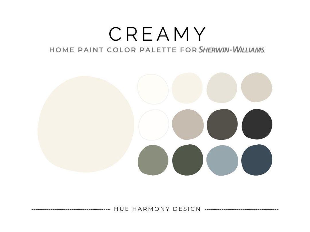 Creamy Sherwin Williams Paint Palette | Whole House Paint Color Scheme ...