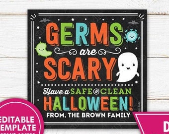 Germs Are Scary Tag Halloween Hand Sanitizer Halloween Soap Tag Halloween Teacher Appreciation Employee Staff Thank You Gift Tag Printable