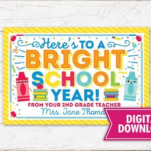 Teacher Postcard for Students Printable Bright School Year Hello from Teacher Welcome Back to School Teacher Note Editable Template