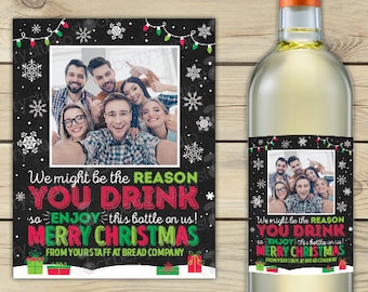 We Might be the Reason You Drink Wine Label Funny Boss Christmas Gifts Boss Gift from Team Staff Christmas Wine Label Printable