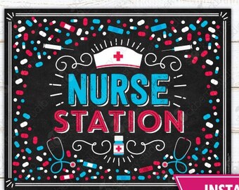 Nurse Station Sign Printable Nurse Sign Nurse Party Decorations