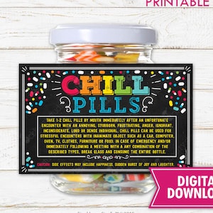 Chill Pill Label Printable Prescription Label Funny Coworker Gag Gift Office Gift Boss Gift Doctor Nurse Birthday Gift Staff Christmas Gift