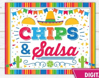 Chips and Salsa Sign Printable Fiesta Graduation 1st Fiesta Decor Mexican Fiesta Party Decorations Fiesta Idea Taco Twosday Instant Download