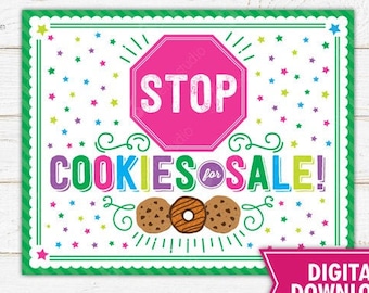 Stop Cookies for Sale Sign Cookie Booth Sign Printable Cookies for Sale Sign Instant Download Scout Fundraiser Sign Cookie Booth Decor