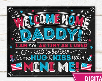Militar Bienvenido a casa Bienvenido a casa Daddy Homecoming Sign Soldado imprimible Kids Military Deployment Homecoming Poster Personalizado