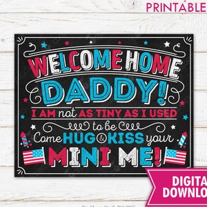 Military Welcome Home Welcome Home Daddy Homecoming Sign Printable Soldier Kids Military Deployment Homecoming Poster Personalized