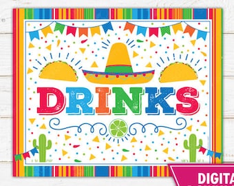 Fiesta Drink Sign Fiesta Signs Mexican Themed Fiesta Decor Fiesta Printables Fiesta Decorations Fiesta Party Ideas Instant Download