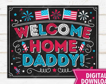 Military Welcome Home Daddy Deployment Sign Military Homecoming Sign Printable Soldier Kids Homecoming Poster