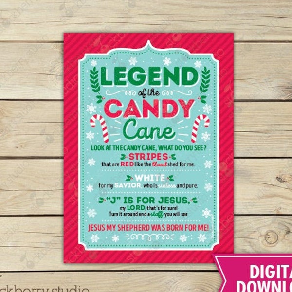 Printable Legend of the Candy Cane Tag Jesus Christmas Gift Tag Jesus is the Reason Label Religious Gift Tags Candy Cane Gift Tags