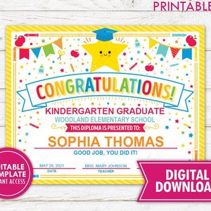 Reach for the Stars Abschlusszertifikat Graduiertendiplom druckbare Letzter Tag der Vorschule Pre-k Kindergarten Zeremonie Schule Zeichen Download