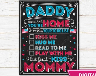 Military Welcome Home Daddy Homecoming Sign Printable Soldier Kids Military Welcome Home Sign Deployment Sign Homecoming Poster Personalized