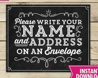 Address Envelope Sign - Address Your Own Envelope - Please Write Your Name and Address on an Envelope Sign Printable - Instant Download