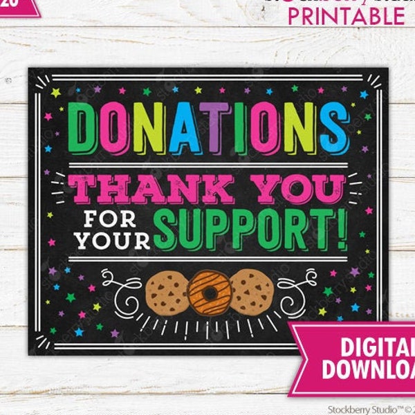 Donate Cookies Sign Cookie Booth Donations Sign Printable Cookies for Sale Sign Scout Fundraiser Sign Cookie Booth Decor Instant Download