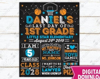 Basketball Last Day of School Sign Boy Last Day of School Sign Sports Graduation Sign Last Day of School Chalkboard Poster Printable