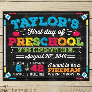 First Day of School Chalkboard Sign Printable 1st Day of School Back to School Sign First Day of School Sign 1st Grade Chalkboard Digital